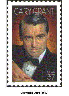 Stamp Announcement 02-43:  Legends of Hollywood - Cary Grant. Copyright USPS 2002.