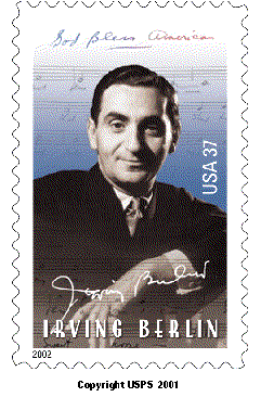 Stamp Announcement 02-42:  Irving Berlin Commemorative Stamp. Copyright USPS 2001.