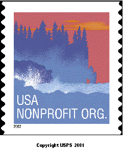 Stamp Announcement 02-45:  Sea Coast Nonprofit Stamp, copyright USPS 2001.