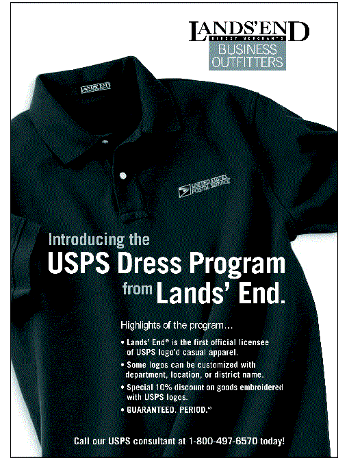 Lands' End direct merchants business outfitters. Introducing the USPS dress program from Lands' End. Call our USPS consultant at 800-497-6570 for details.