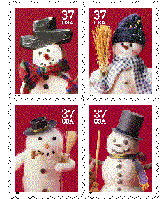 The First-Class Mail Holiday - Snowmen stamps were issued on October 28th.