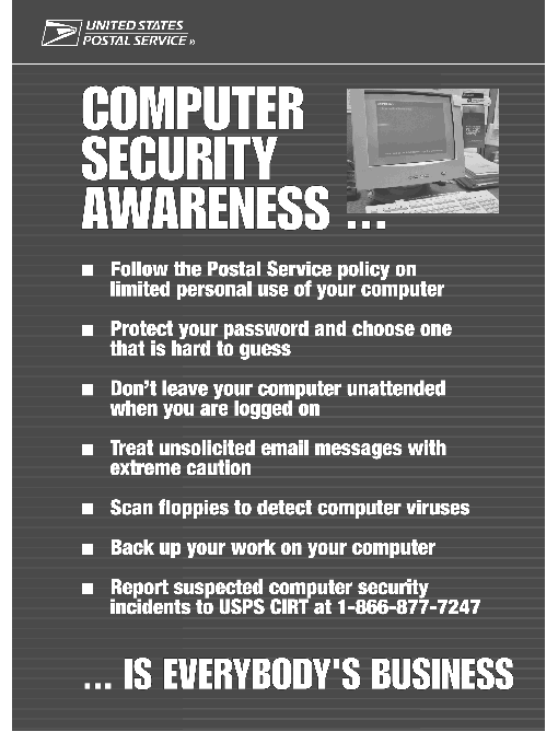 Computer security awareness is everybody's business. A D-Link is provided.