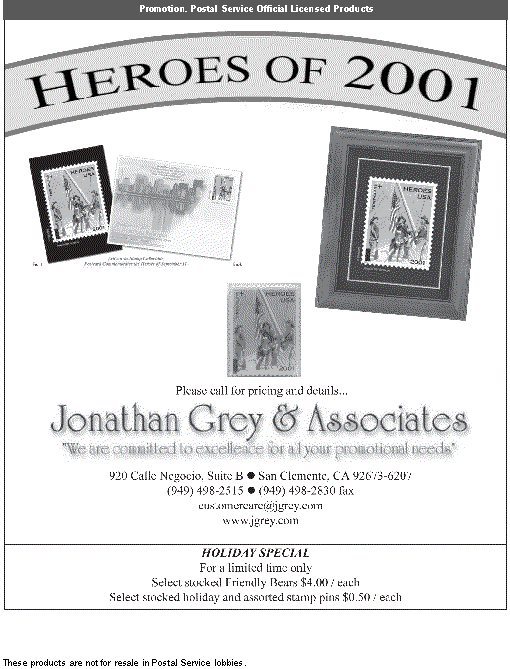 Promotion. Heroes of 2001. Jonathan Grey & Associates. Call 949-498-2515, fax at 949-498-2830. Contact website: customercare@jgrey.com or www.jgrey.com.