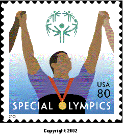 Stamp Announcment 03-03:  Special olympics commemorative stamp, copyright 2002.