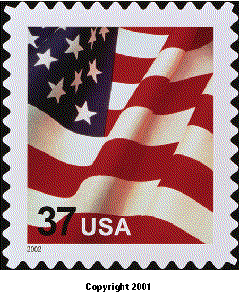 Stamp Announcment 03-02:  U.S. Flag Stamp, copyright 2001.