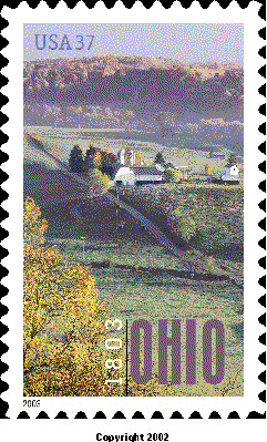 Stamp Announcment 03-07:  Ohio Statehood Commemorative stamp, copyright 2002.