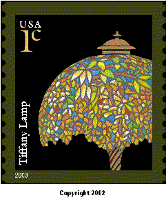 Stamp Announcment 03-06:  Tiffany Lamp Definitive stamp, copyright 2002.