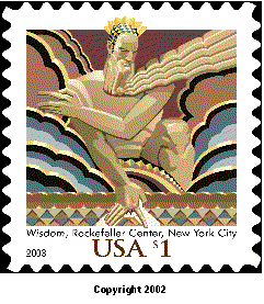 Stamp Announcment 03-05:  Wisdom Definitive stamp, copyright 2002.