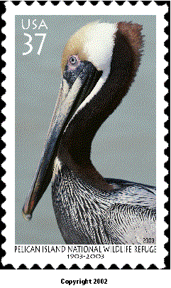 Stamp Announcment 03-08:  Pelican Island National Wildlife Refuge Commemorative Stamp, copyright 2002.