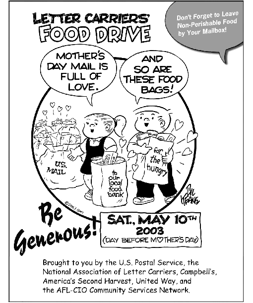 front cover - image of the Family Circle Comic Strip-letter carriers' food drive: don't forget to leave non-perishable food by your mailbox. saturday, may 10, 2003. 