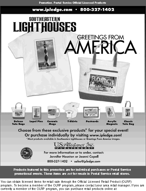 promotion. southeastern lighthouses, greetings from america.  to order, call 800-327-1402, or email at sales@ipledge.com.