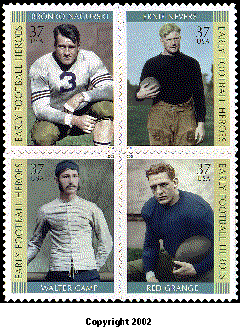 stamp announcement 03-22: early football heroes. copyright 2002.