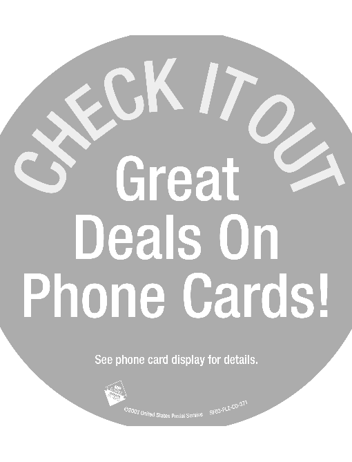check it out, great deals on phone cards. see phone card display for details.