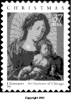 stamp announcement 03-29: christmas - madonna and child, copyright 2001.