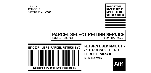 exhibit 4.4c. parcel select return service label addressed to a return bulk mail center.