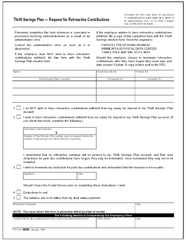 Image of the Thrift Savings Plan-Request for Retroactive Contributions form