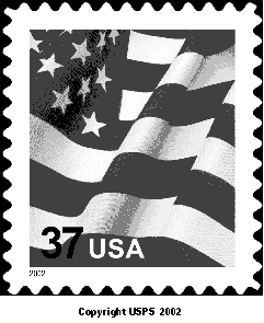 stamp announcement 03-29, us flag definitive stamp. copyright usps 2002.