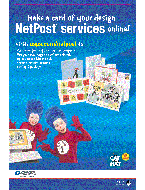 make a card of your design - netpost services online. visit usps.com/netpost.