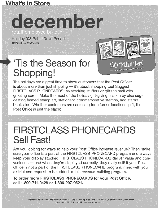 December Retail Employee Bulletin. Access the retail intranet site at http://retail.usps.gov.
