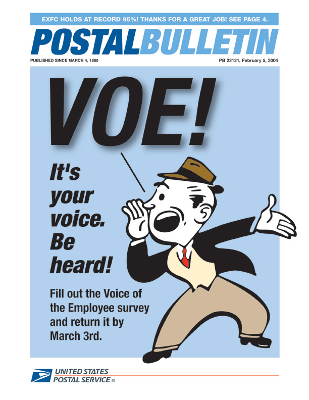 Postal Bulletin Issue 22121, Published Since March 4,1880 -EXFC Holds at record 95percent, Great Job!