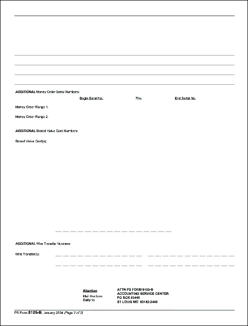 ps form 8105-B, January 2004, page 2 of 2, suspicious transaction report (str)
