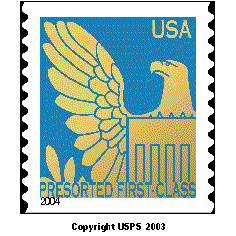 stamp announcement 04-11. american eagle definitive stamp, copyright 2003.