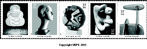 stamp announcement 04-09. isamu noguchi commemorative stamp, copyright 2003.