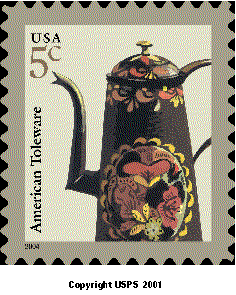 Stamp Announcement 04-18, American Toleware Definitive Stamp, copyright 2001.