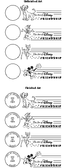 Guidelines for finalizing The Art of Disney:  Friendship Stamps Pictorial Cancellation Art.