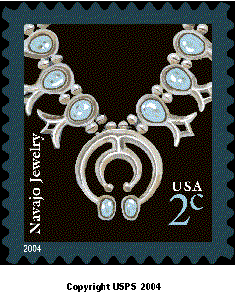 Stamp Announcement 04-25. Navajo Jewelry Definitive Stamp, copyright 2004.