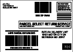 Exhibit 4.4a: Parcel Select Return Services Label addressed to a Return Delivery Unit with separate parcel return services and postal routing barcodes.