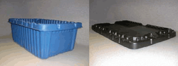 IPC tray. An IPC tray is a blue container with corrugated sides and a black lid.