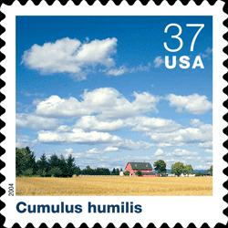 Individual stamp background, Cumulis humilis, followed by text that identifies and describes thet particular could type.