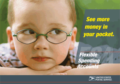 picture of a young child wearing glasses and a message that reads - See more money in your pockets-Flexible Spending Accounts