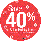 Save 40% on Select Holiday Items.