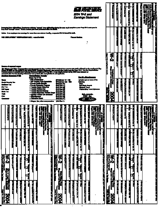 2004 W-2 and Earnings Statement, page 1 of 2.