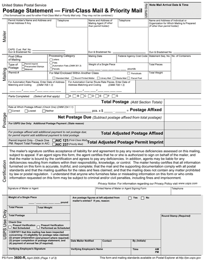 PS Form 3600-R - 1 of 3