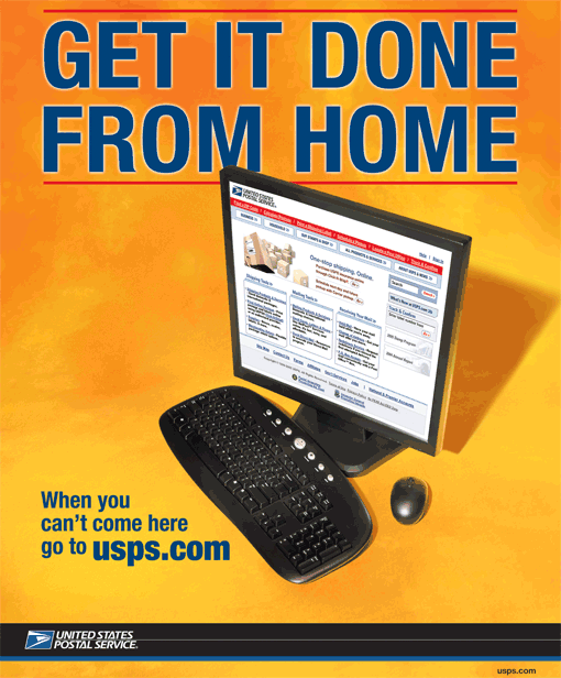 Poster:Get it Done From Home got to usps.com