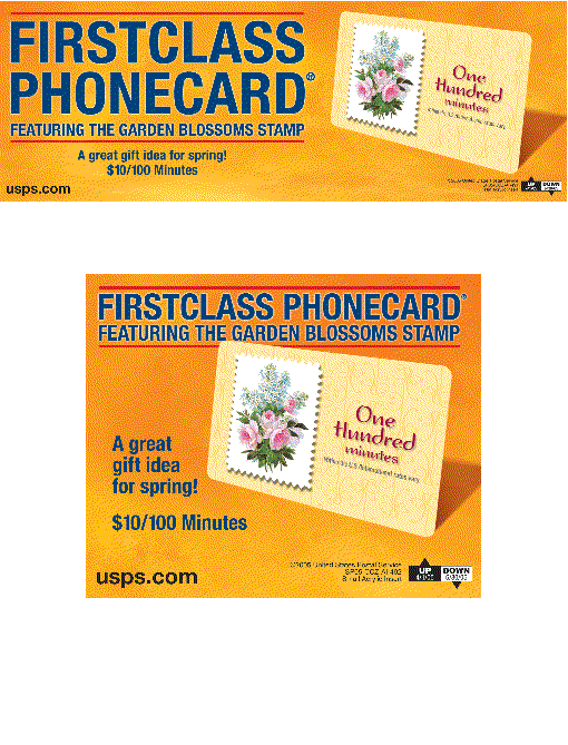 First Class Phone Card featuring the Garden Blossoms stamp. A great gift idea for spring! $10/100 minutes. usps.com.