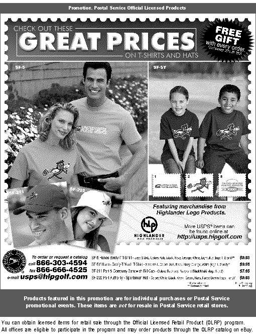 Promotion. Check out these great prices on t-shirts and hats. To order or request a catalog, call 866-303-4594 or e-mail usps@hlpgolf.com.