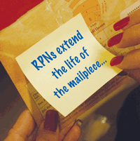 An example of a sticky note on delivered mail.