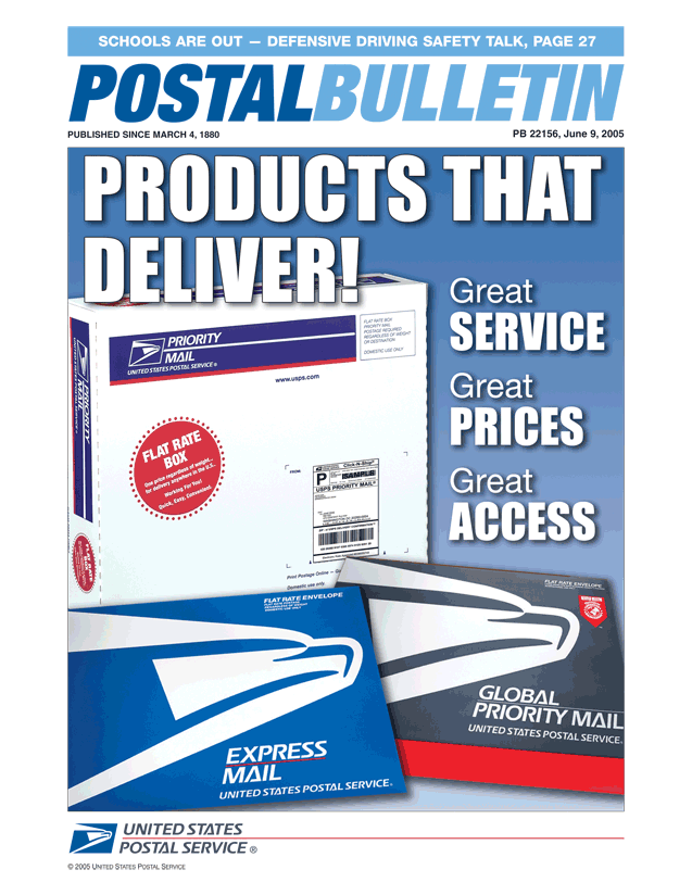 Postal Bulletin Cover-School is out Defensive Driving Safety Talk- Products that Deliver! Great Service Great Prices Great Access