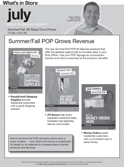 WIS. July retail employee bulletin. Summer/Fall '05 Retail Drive Period 7/1/05-10/31/05. Summer/Fall POP Grows Revenue.