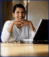 Woman with laptop computer.
