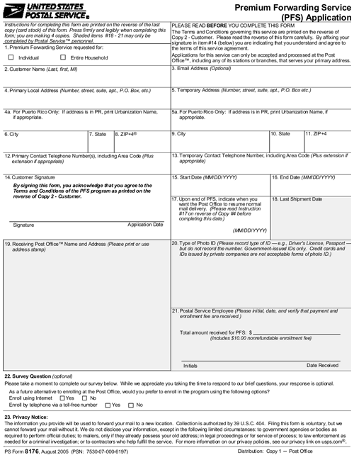 Appendix B - Sample Application Form (Page 1-front - Post Office Copy).