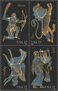 Constellations commemorative postage stamps.