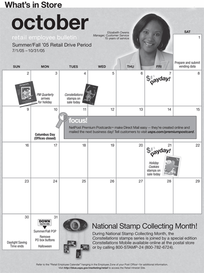 October retail employee bulletin. Summer/Fall '05 Retail Drive Period 7/1/05-10/31/05. Calendar.