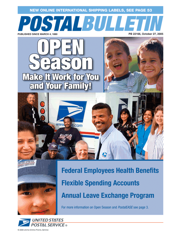 Postal Bulletin Issue 22166 - Open Season Make it work for you and your family