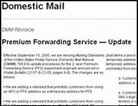 Image of Domestic Mail, Premum Forwarding Service, Update