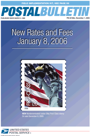Postal Bulletin Cover- New Rates and Fees January 8, 2006